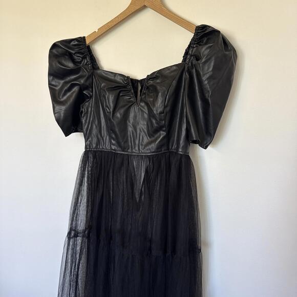 WEDNESDAY Addams ADULT Black Midi Dress Tulle Halloween Gothic Size S See Note - Picture 2 of 9